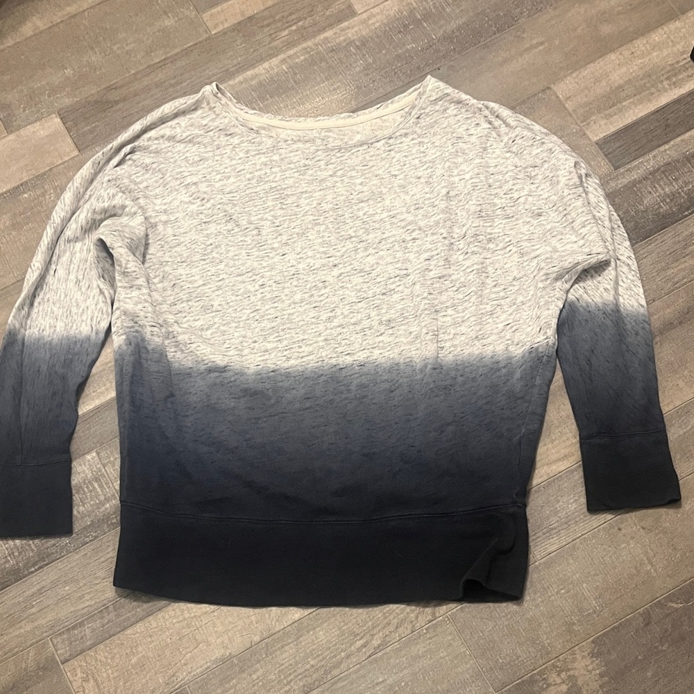 DKNY Gray and Black Ombre Long Sleeve Top
